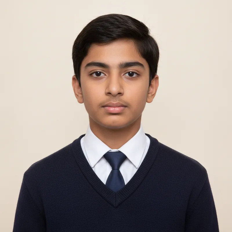 Kabir Saxena, a Class 10 ICSE student, in school uniform
